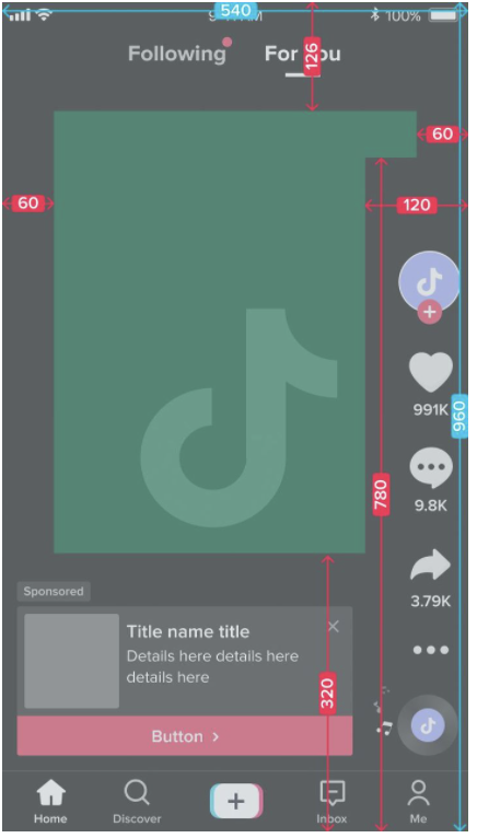 Zone de sécurité d’une publicité TikTok à l’écran